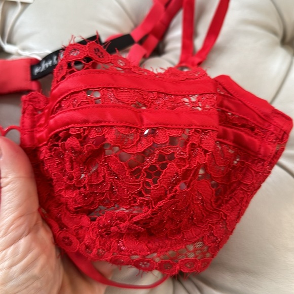 ❤️NWT For Love & Lemons Valentines Day Rosa Lace Red Heart Bra & Panty Set M❤️ - Picture 7 of 16